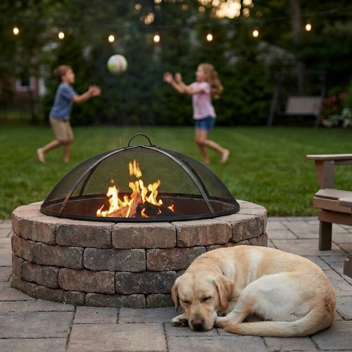 Round fire pit spark - spark, screen